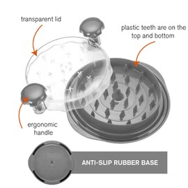 KALIMO Chicken Shredder BPA Free Meat Shredder with Ergonomic Handle Anti-Slip Base and Visible Lid Dishwasher Safe Tool Twist Suitable for Pork Beef Chicken and Vegetables (Grey)