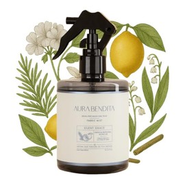 Aromatizante de Telas 300ml para Hogar y Oficina, Cítricos Aura Bendita | Silent Grace: aromatizante para sábanas, toallas, cortinas y sillones; bruma cítrica tropical y cedro para casa u oficina.