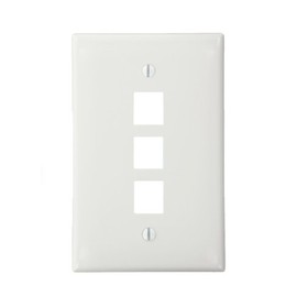 Leviton QuickPort Midsize Wallplate, Single Gang, 3-Port, 41091-3WN, White