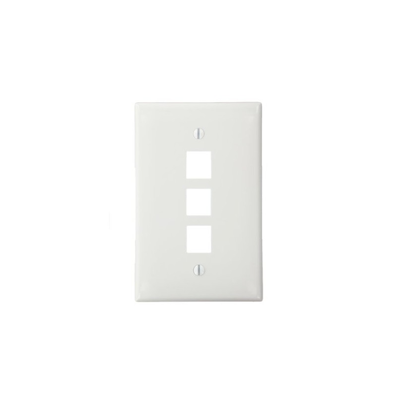 Leviton QuickPort Midsize Wallplate, Single Gang, 3-Port, 41091-3WN, White