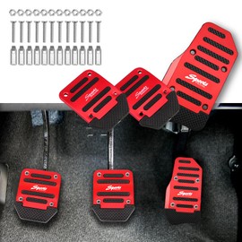 3 PCS Car Non-Slip Aluminum Alloy Pedal Pads, Aluminum Auto Manual Transmission Brake Pad Cover, Sports Gas Fuel Petrol Clutch Pedals Car Interior Accessories Fits Most Cars (Red)
