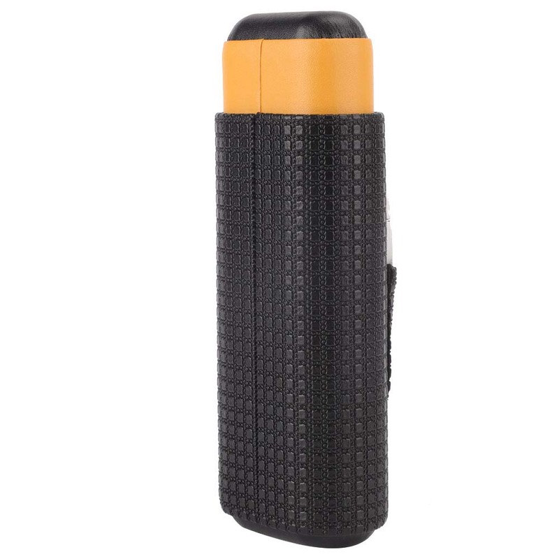 CYSFETENA 2 Finger Cigar Case with Cutter, Black Leather Cigar