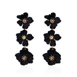 TOFBS Earrings Women Girls Flower Drop Long Matte Metal Earrings Boho Vintage Petal Earrings Fashion Jewellery Gifts Accessories, ✰