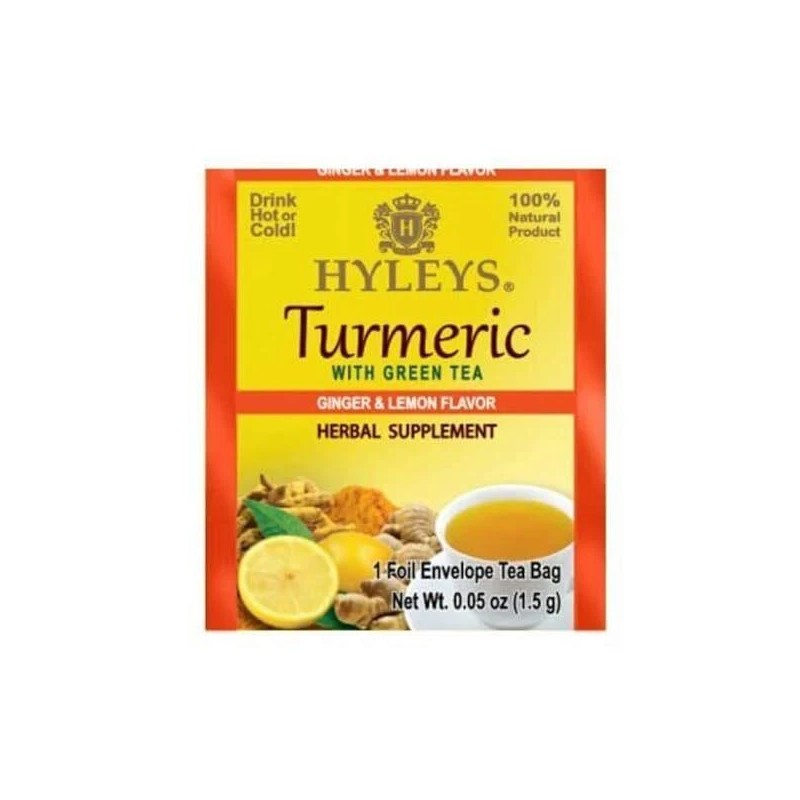 Hyleys 100% Natural Turmeric Tea Green Tea W/ Ginger &
