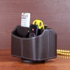 PU Leather Remote Control Holder 360 Degree Spinning Desk Organizer