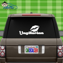 Vagitarian Lesbian Funny Vinyl Decal Sticker for Car Truck Window Laptop Wall Cooler Tumbler | Die-Cut/No Background | Multiple Sizes and Colors, 14-Inch, Silver