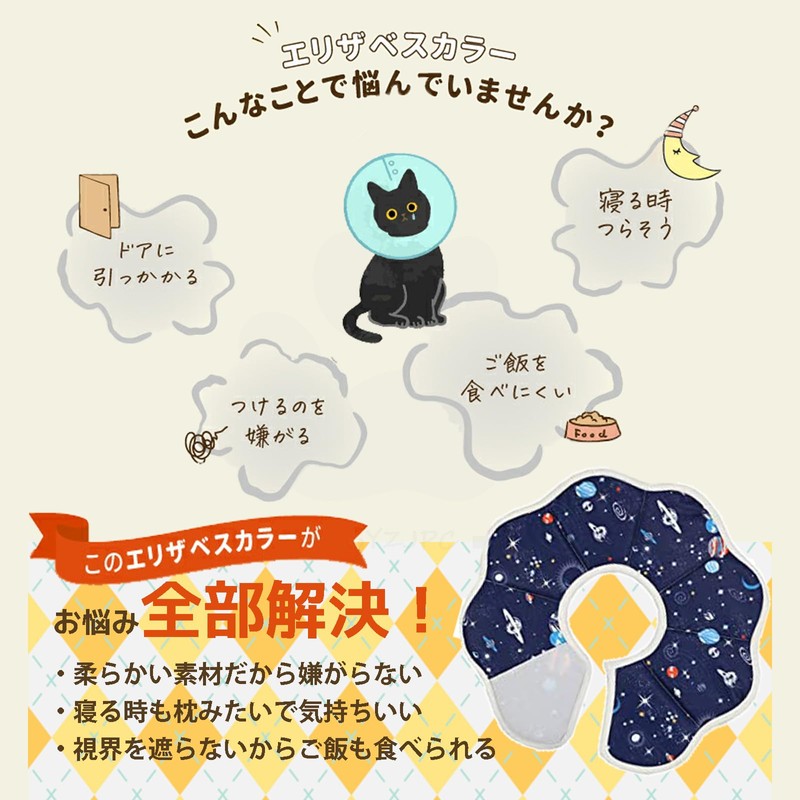 WISSUA エリザベスカラー 軽量 通気性 ケガ 介護 傷舐め防止 引っ掻き防止 猫用 犬用