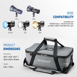 Neewer Carrying Bag with Movable Foam Padded for Studio Light Vision 4 ML300 CB60 CB60B RGB CB60 MS60B MS60C MS150B, Durable Oxford Cloth Transit Bag Travel Case with Shoulder Strap & Handle, PB5,