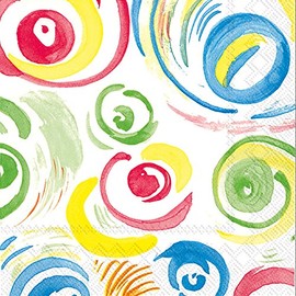 Celebrate the Home Watercolor 3-Ply Paper Luncheon Napkins, Happy Circles, 20-Count