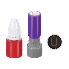 PATIKIL Letter Stamps Self Inking, Character U 7mm Alphabet Teacher Stamp Initial Stamp Mini Ink Stamp with Refill Ink for Class Notebook Scrapbooking DIY Craft, Purple Shell