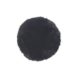 Naturasan Round Seat Cushion, Lambskin Seat Cushion, Warm Seat Cushion, Fur Cushion, Real Lambskin, Round Cushion, Fur for Chairs, Seat Cushion Chair 38 cm (Black)