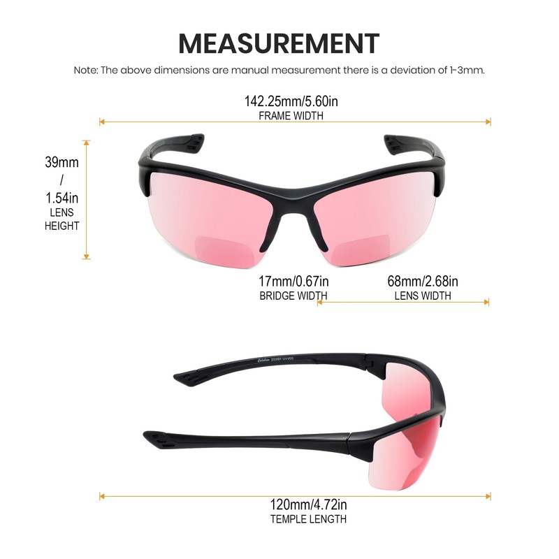 Calabria Sport 202BF 2 Pack FL-41 Pink Bifocal Safety Glasses