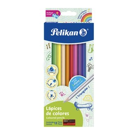 Pelikan 30330303 Lápices de Colores Triangulares, Paquete de 12 Piezas (4mm)