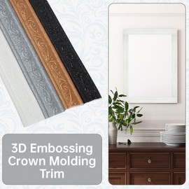 Glavatrix 181" x 1.57" Peel Stick Foam Molding Trim, Flexible Crown Molding Wallpaper Border Self Adhesive 3D Wall Edging Lines Foam Baseboard Wall Trim for Home, Office, Hotel DIY Decoration (White)