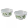 IKEA Stilenlig Set/2 Bowls White w/ Green Leaf Pattern Feldspar