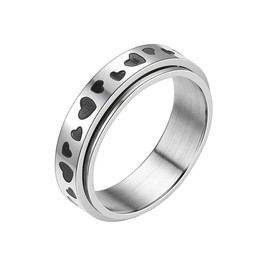HIJONES Women's Stainless Steel Moon Star Flower Rotating Ring Band Stress Relief Gift, Metal, Metal