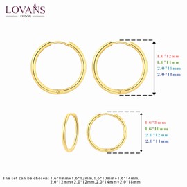 Lovans 14K Gold-Plated 2 Pairs Simple Small Hoop Earrings Set Gift for Her and Him 14K Gold-Plated Large Earrings, Gold-plated