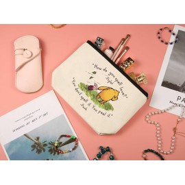 ZVMIS Cosmetic Case - Beige Canvas - Multifunctional Storage Bag for Women and Girls - Travel Accessory Pouch - Best Friends Gift