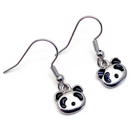Panda Charm Earrings - Super Cute Tibetan Silver Charms on Nickel Free Hooks : 26mm