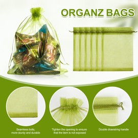 ZIFTY 100PCS Organza Drawstring Bags Olive Green 6 * 8 Inch Jewelry Candy Mesh Gift Bags for Party, Christmas, Festival, Makeup Organza Wrapping Supplie Bathroom Soaps