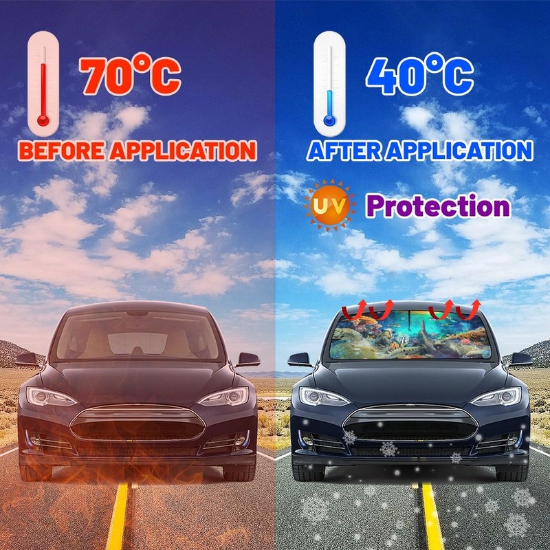 Ocean Turtle Car Windshield Sun Shade Umbrella Foldable Car Umbrella