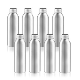 Mirrline 8 Pcs 150ml/5oz Aluminum Bottle Refillable Liquid Container Aluminum Vial Bottles with Screw Cap for Cosmetic Toiletries