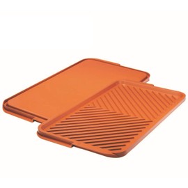 Gotham Steel Nonstick Double Grill Griddle Pan, Brown Reversible with Ti-Cerama Coating, Perfect for BBQs and More As Seen on TV-XL, X-Large