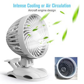 BESKAR Small Clip on Fan - Personal USB Fan CVT Speeds and Strong Clamp, Adjustable Tilt, Quiet Operation, 6 Inch Desk Fan for Office Bed Treadmill Stroller - USB Cord Plug in Powered