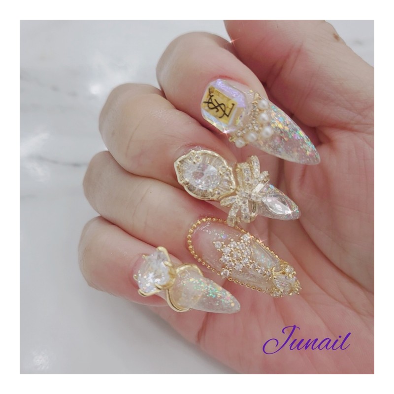 Y Royal Gold Handmade Nail Tips ✨ - Short Stiletto
