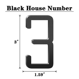 3 Inch Floating Aluminum House Address Numbers Letters, Modern Metal House Numbers for Outside, Black Metal Door Address Letter and Number for Home Garden Office Apartment (3)
