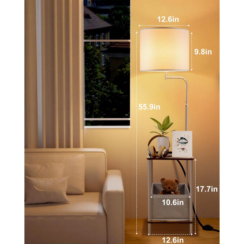 Lightdot 56" Floor Lamp with Table & Storage Bag, Dimmable