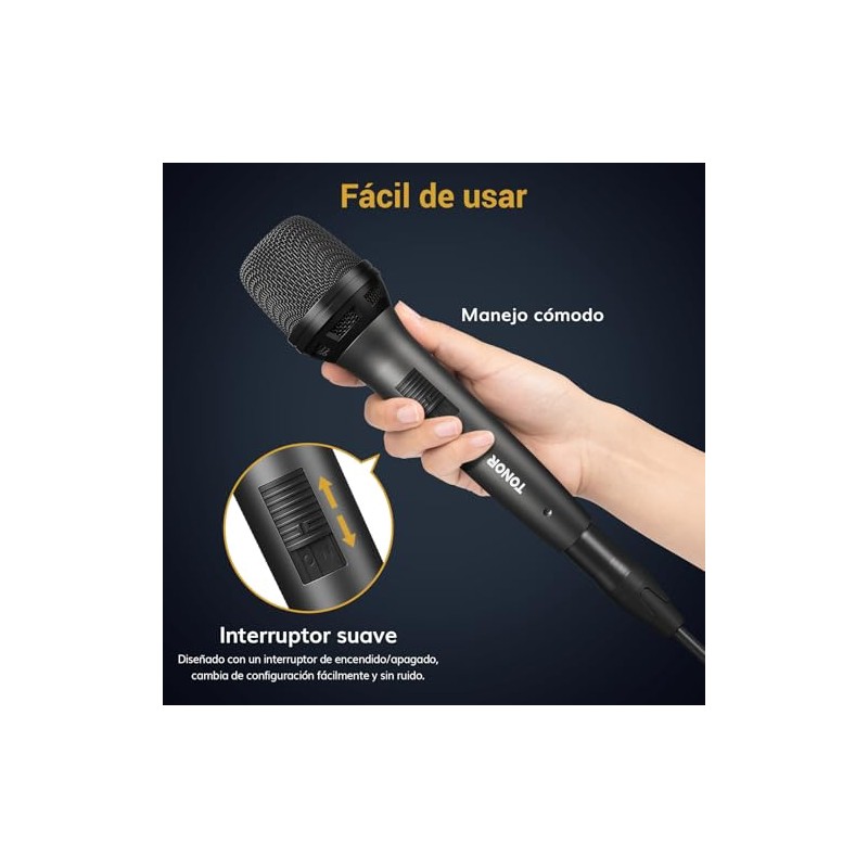 TONOR Micrófono dinámico para Cantar, Vocal Karaoke con Cable de