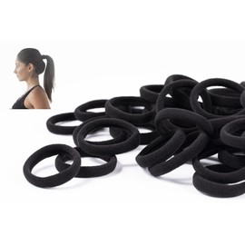 50 PCS Black Hair Ties for Women,Seamless Hair Bands That Will Not Break,Ponytail Holders,Will Not Slip or Tangles,No Damage to Thick Hair,2 Inch in Diameter