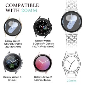 Ocaer Compatible with Galaxy Watch Band 7/FE/6/5/4 40mm 44mm, Galaxy Watch 6 Classic 43mm 47mm, Chain Metal 20mm Strap for Galaxy Watch 5Pro Band/Watch 4 Classic/Active 2 Women,Silver