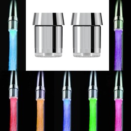 Pack of 2 Colourful LED Water Taps, LED Tap, Tap Attachment with Light, Water Shower Head, Children Wash Hands, Tap Attachment for Restaurant, Home, Hotel, Bathroom, Kitchen