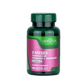 Herbalia Lab 9 Meses Multivitamnico para Embarazadas con Omega 3, cido Flico, Calcio y Vitaminas B - 90 Cpsulas                                       