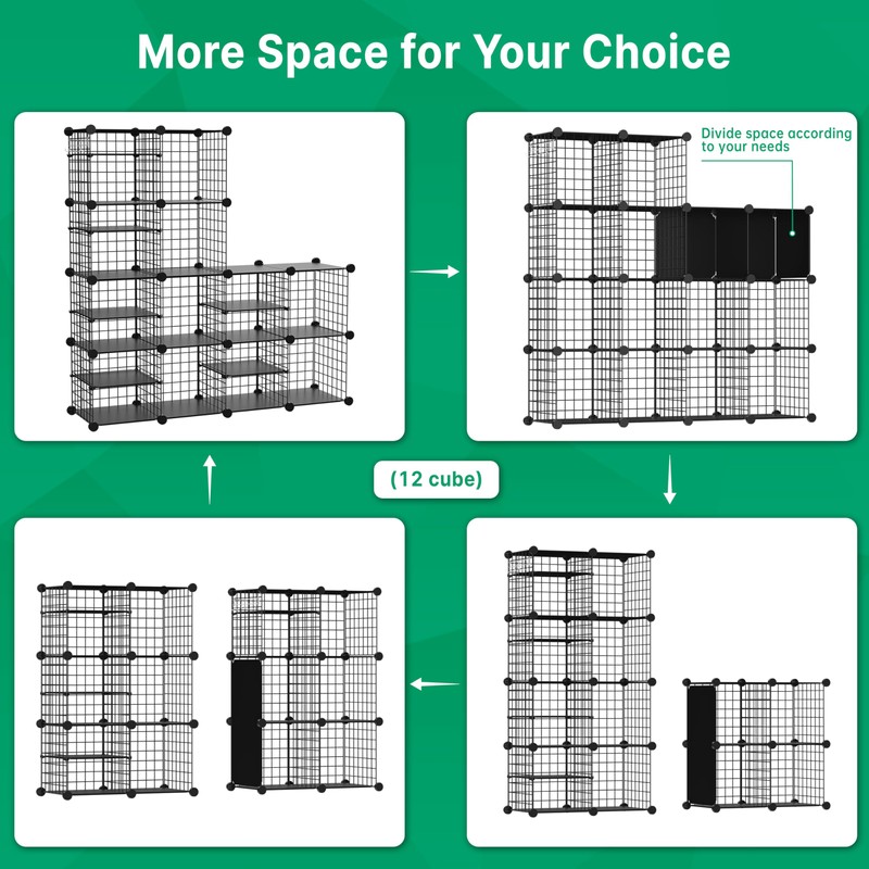 Kiivoena Wire Cube Storage Organizer, 12 Cubes Converted into 14