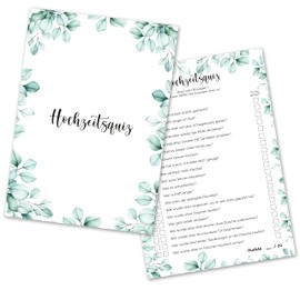 Wedding Quiz for Guests and Bride and Groom - Fun Wedding Game with Funny Questions for Guaranteed Laughs (Eucalyptus, Pack of 50)