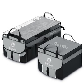 SugarFox Modular (63L+26L) Trunk Organizer for Car/SUV, Heavy-Duty Storage, Soft/Hard Covers, Foldable Waterproof, Non-Slip, Multi-Compartment, Black-M006