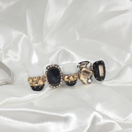 Black Golden Shadow Handmade Nail Tips - Long Stiletto / 블랙골든쉐도우 수제네일팁 - 롱스틸레토