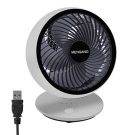 MENQANG MENANG Desk Fan, Quiet, 3 Speed Mini USB Fan, 180° Oscillating for Home, Office, Travel (White)