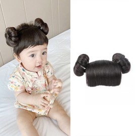 NVOQILIN Bun Headbands Infants Wig Bangs Chignons Hairpiece 1-4T Girls Boy Headwear Lovely Buns Hairband Decors