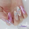 ⭐️ Pink satin handmade nail tips ✨ - Long ballerina