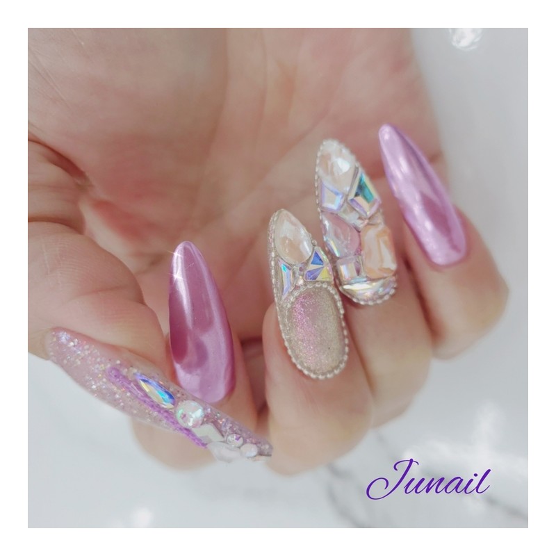 ⭐️ Pink satin handmade nail tips ✨ - Long ballerina