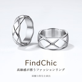 [FindChic] Quilted Ring, Women's, Men's Ring, Stainless Steel, Thick, 0.2 inch (6 mm), Simple, Stylish, Adult, Pairing, Single Item, Couple, Accessory, No. 14, stainless-steel