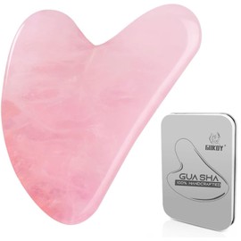 Gua Sha Tool Guasha Massage Tool 100% Natural Jade Stone for Face Care, Relieve Wrinkle Eye Puffiness Treatment, Back Spa (Pink)