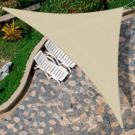 Goleray 18'x28'x33' Sun Shade Sail Right Triangle Canopy Patio Cover Fabric Cloth UV Block Sunshade Awning for Outdoor Backyard Garden Deck Carport, Beige