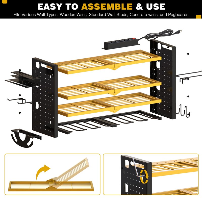 NattyDot Power Tool Organizer Wall Mount with Charging Station 4