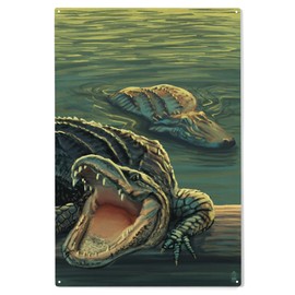 Lantern Press 10x15 Inch Wood Sign, Ready to Hang Wall Decor, Alligators