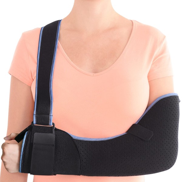 Velpeau Arm Sling Shoulder Immobilizer - Rotator Cuff Support Brace - Comfortable Medical Sling for Shoulder Injury, Left and Right Arm, Men and Women, for Broken, Dislocated, Fracture, Strain (Medium